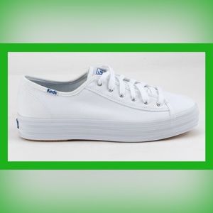 Keds Triple Kick women’s leather white lace up Size 7 platform tennis shoe
